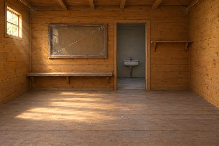 Inside the clubhouse, painted