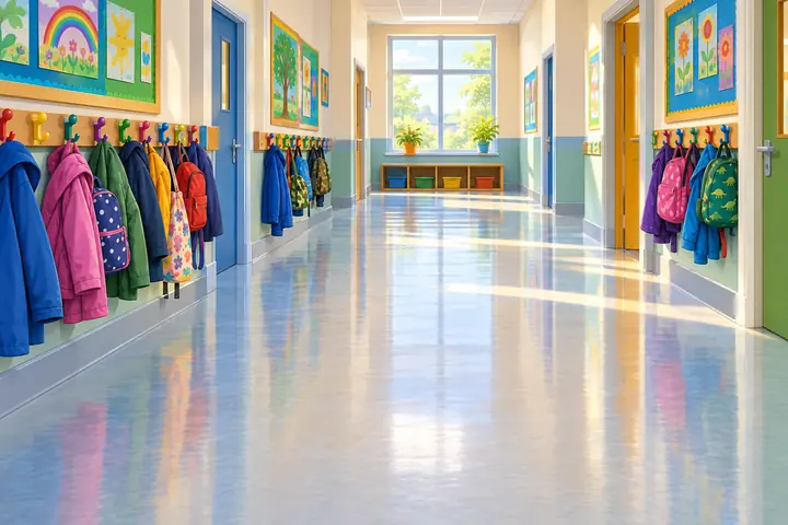 The corridor at school, painted