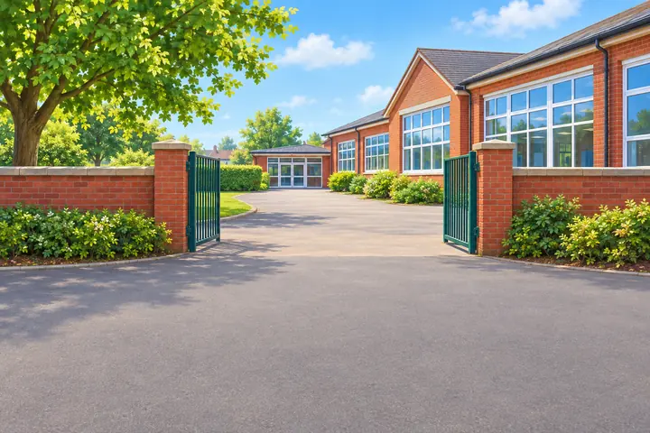 The school gate, painted